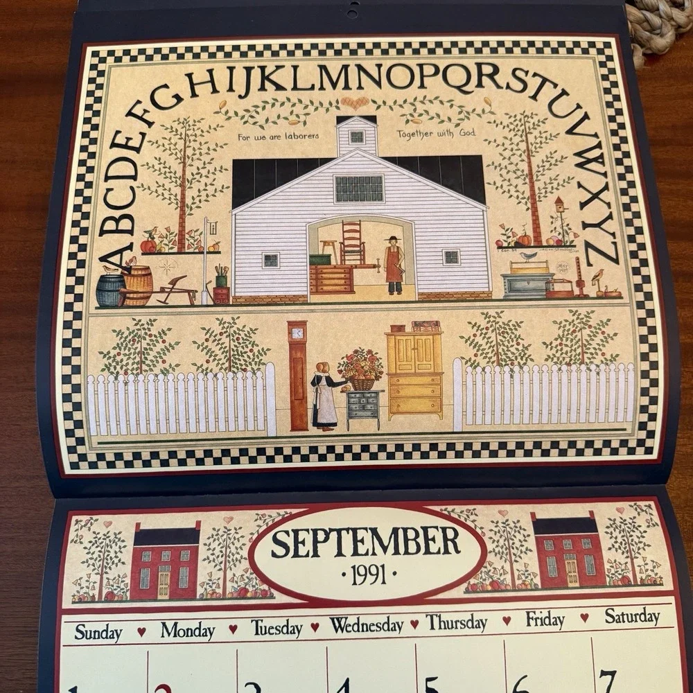 1991‎ Country Sampler Calendar –Noah's Ark – 12x12 – Folk Art Cottagecore